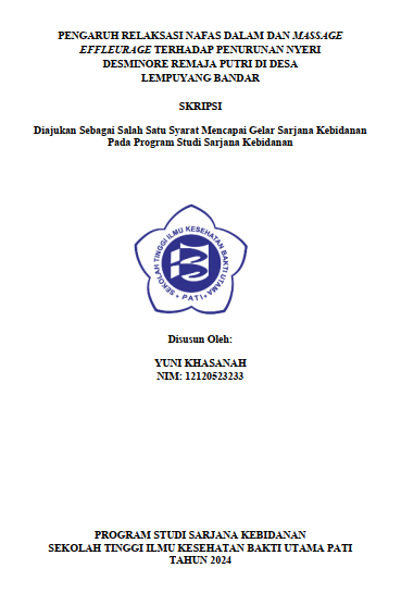 PENGARUH RELAKSASI NAFAS DALAM DAN MASSAGE  EFFLEURAGE TERHADAP PENURUNAN NYERI   DESMINORE REMAJA PUTRI DI DESA   LEMPUYANG BANDAR